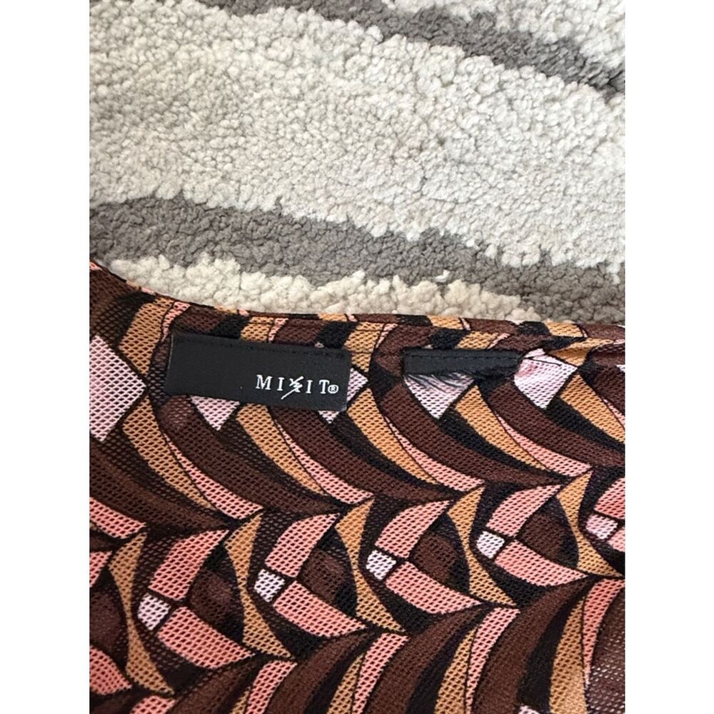 Mixit Pink and Brown Knotted-Front Midi Dress - Picture 10 of 10